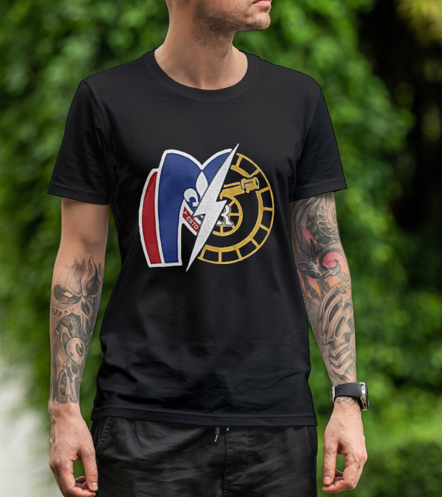 Boston Raiders Montreal Metros Hockey Rivalry Shane Ilya ESTD Fleur De Lis Puck T-Shirt