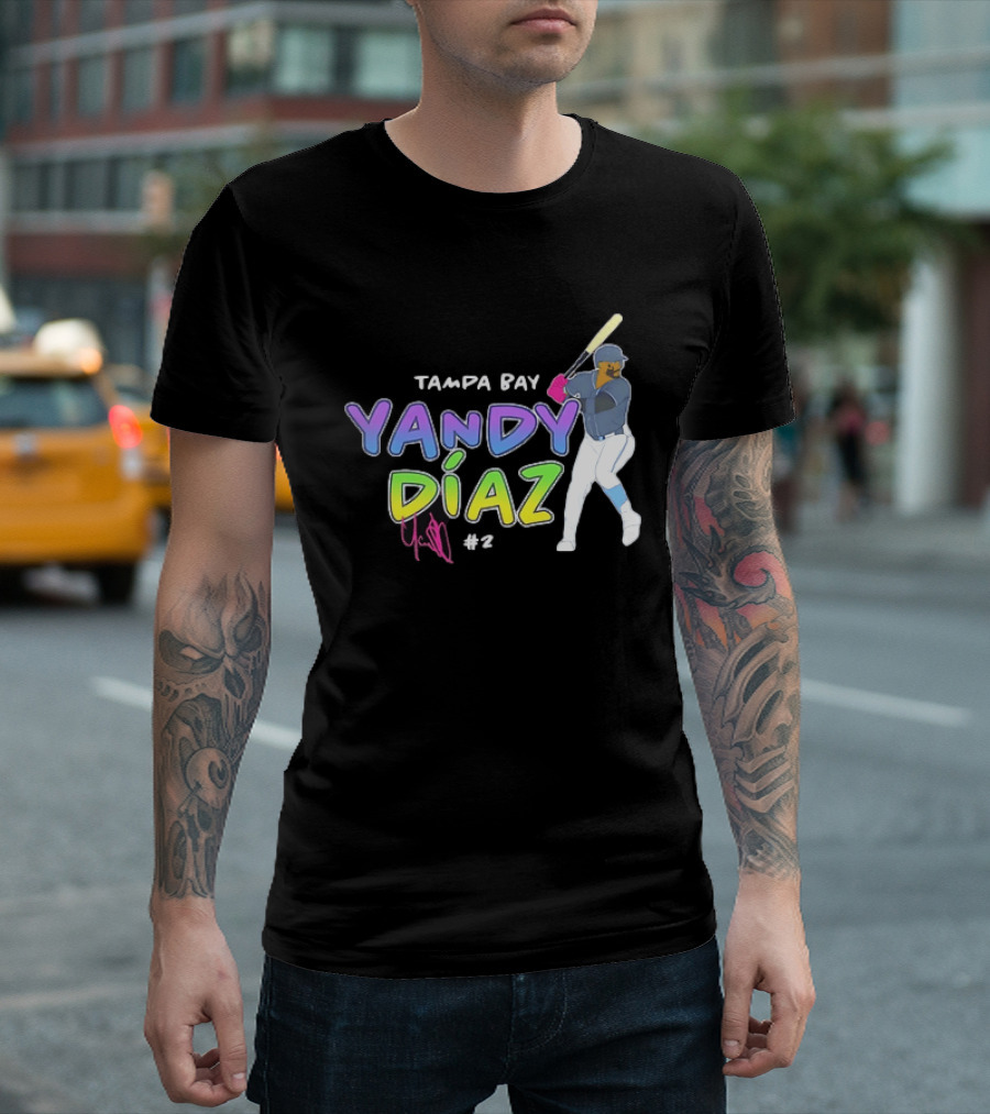Tampa Bay Yandy Díaz #2 Baseball Player T-Shirt