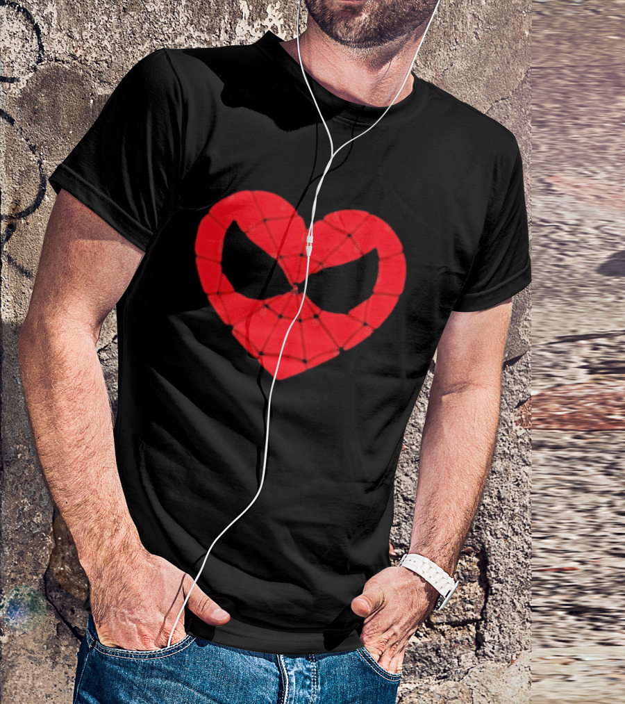 Spider Man Heart Web Mask Marvel Superhero T-Shirt