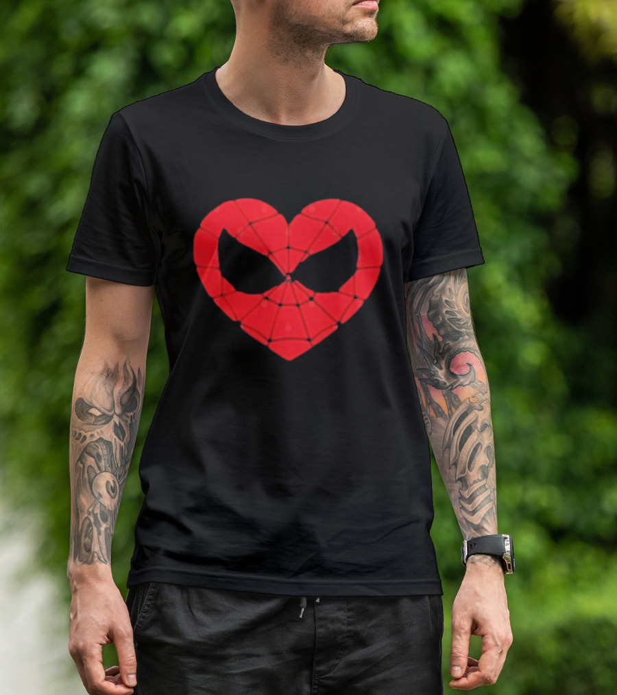 Spider Man Heart Web Mask Marvel Superhero T-Shirt