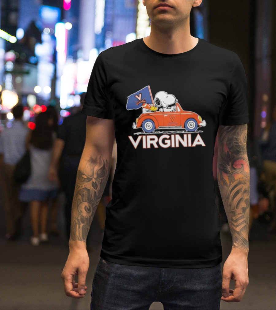 Snoopy Driving Car Virginia Cavaliers Football Fan Spirit T-Shirt