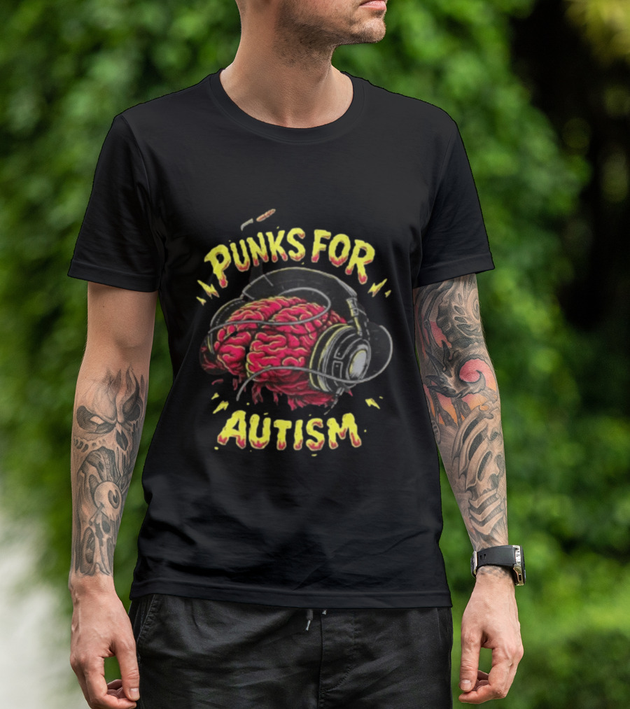 Punks For Autism Brain Headphones T-Shirt