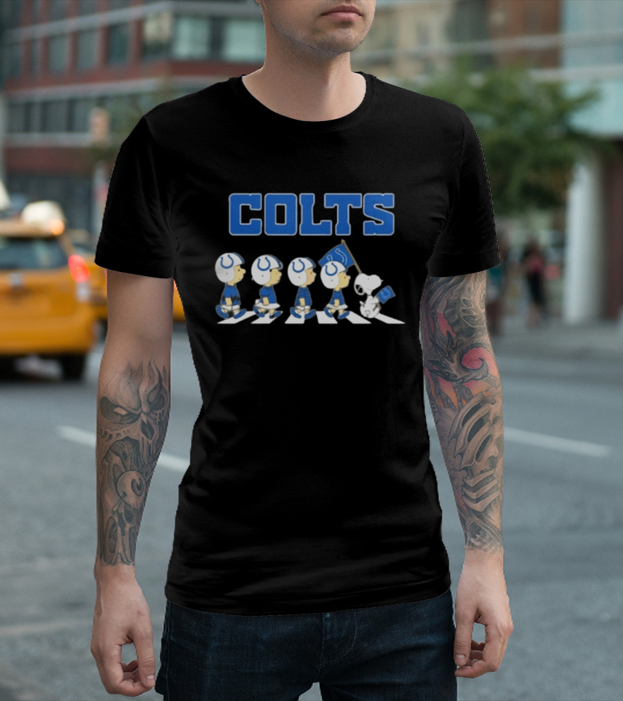 Peanuts Characters March Abbey Road Indianapolis Colts T-Shirt