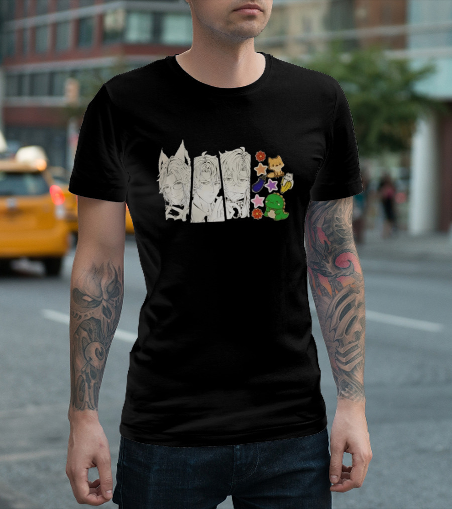 Vox Akuma Mysta Rias Ike Eveland Nijisanji EN Luxiem Vtuber Characters Cute Animal Stickers And Star Designs T-Shirt