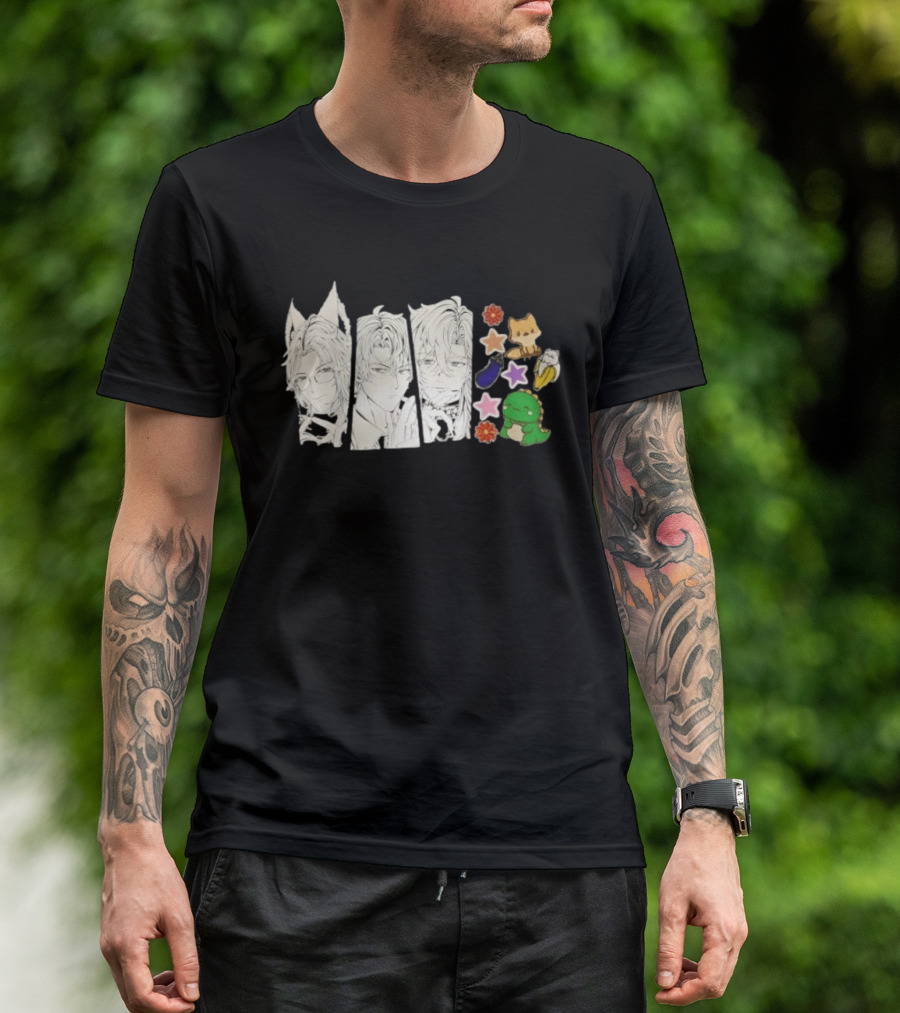 Vox Akuma Mysta Rias Ike Eveland Nijisanji EN Luxiem Vtuber Characters Cute Animal Stickers And Star Designs T-Shirt