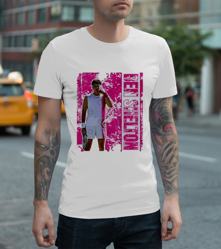 Ben Shelton Tennis Star Distressed Pink T-Shirt