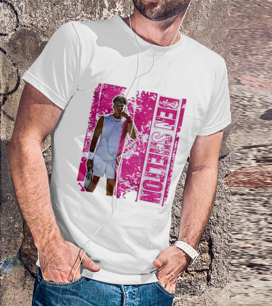 Ben Shelton Tennis Star Distressed Pink T-Shirt