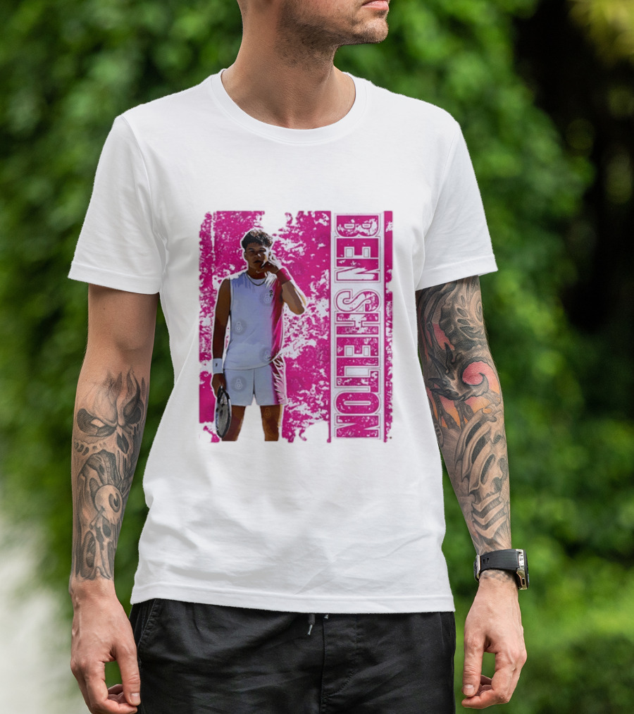 Ben Shelton Tennis Star Distressed Pink T-Shirt