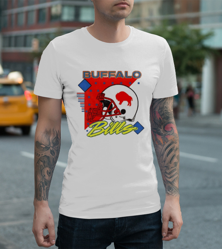Buffalo Bills Football Helmet Retro 90s T-Shirt