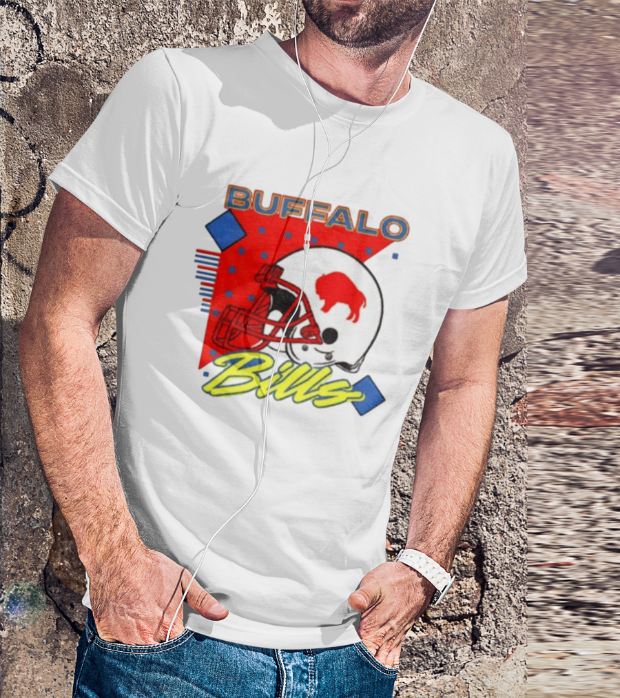 Buffalo Bills Football Helmet Retro 90s T-Shirt