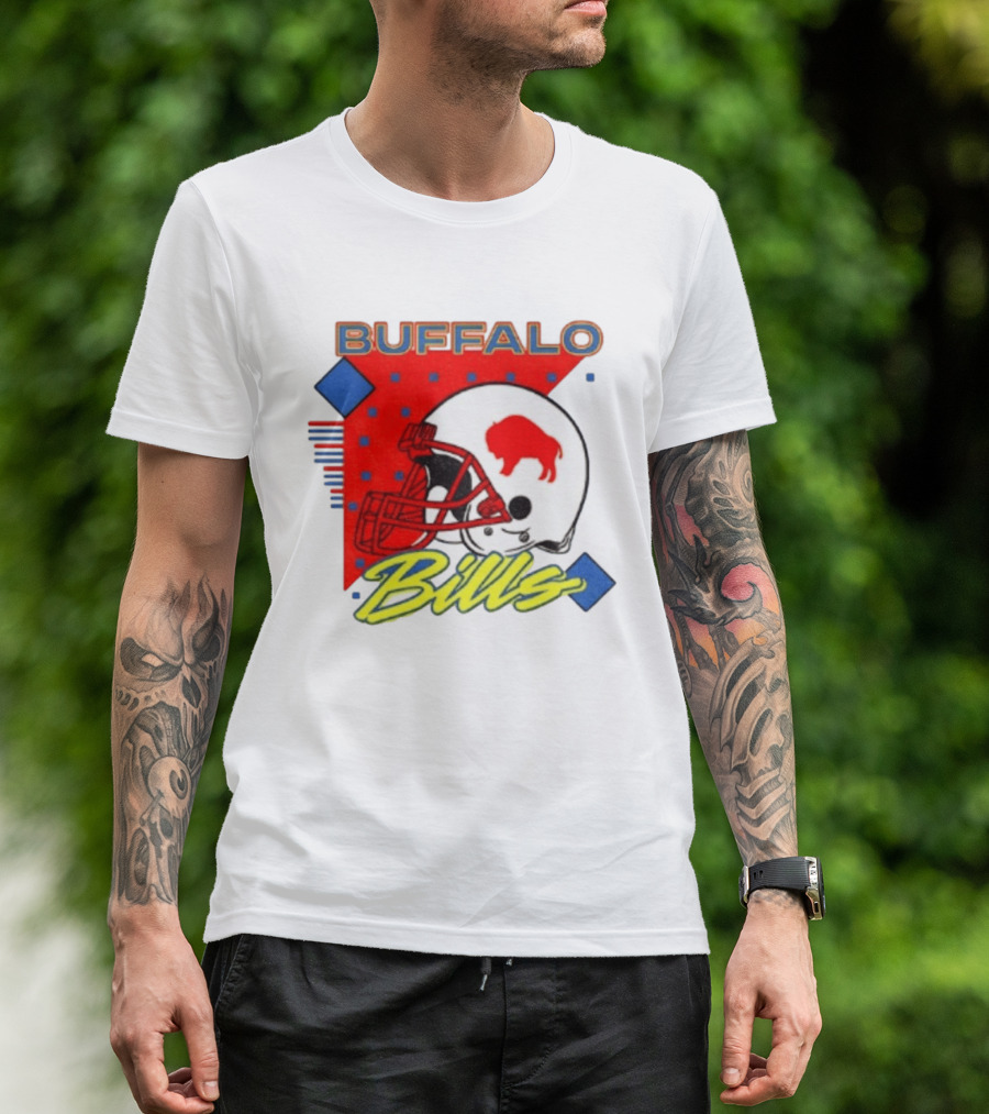 Buffalo Bills Football Helmet Retro 90s T-Shirt