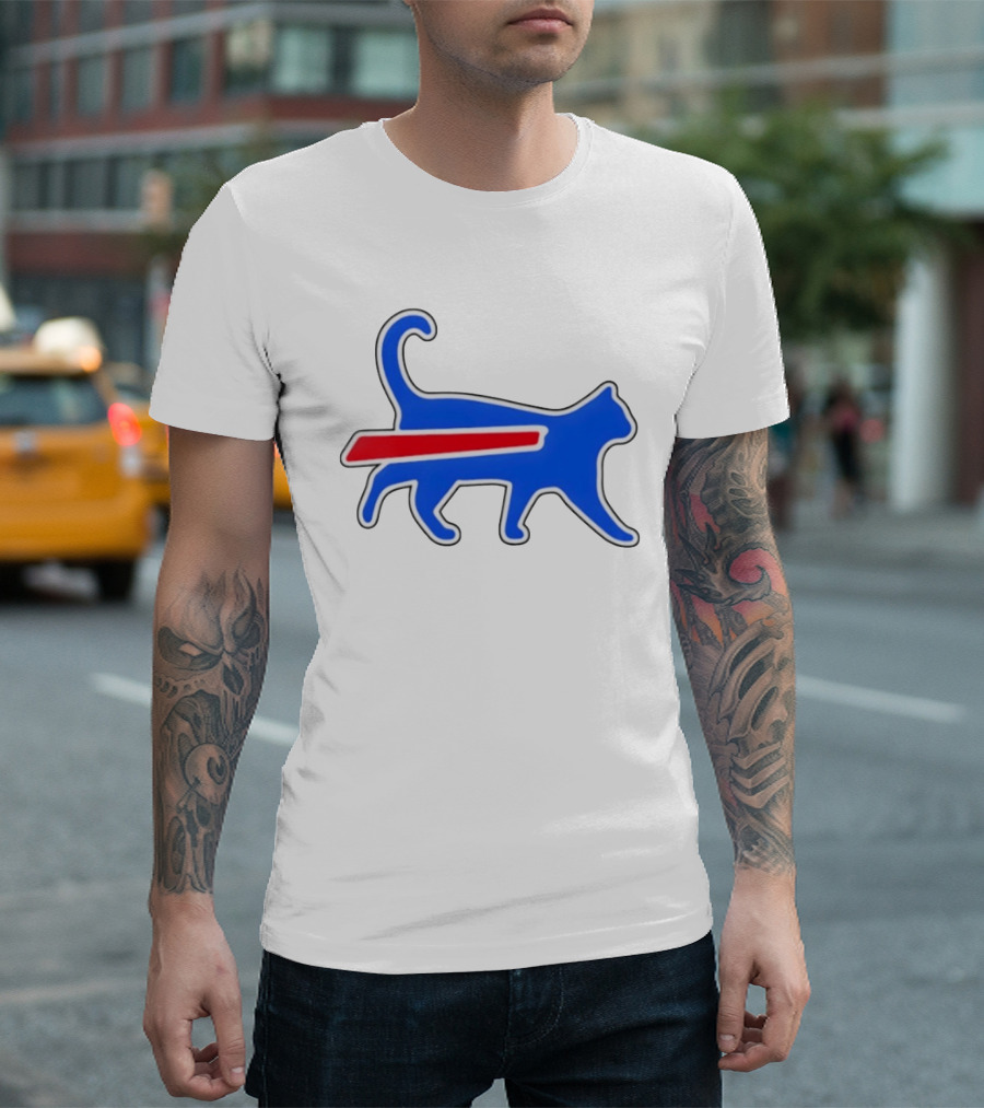 Buffalo Bills Cat Logo Parody Red And Blue T-Shirt