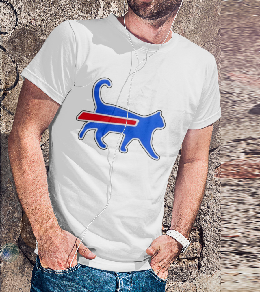 Buffalo Bills Cat Logo Parody Red And Blue T-Shirt
