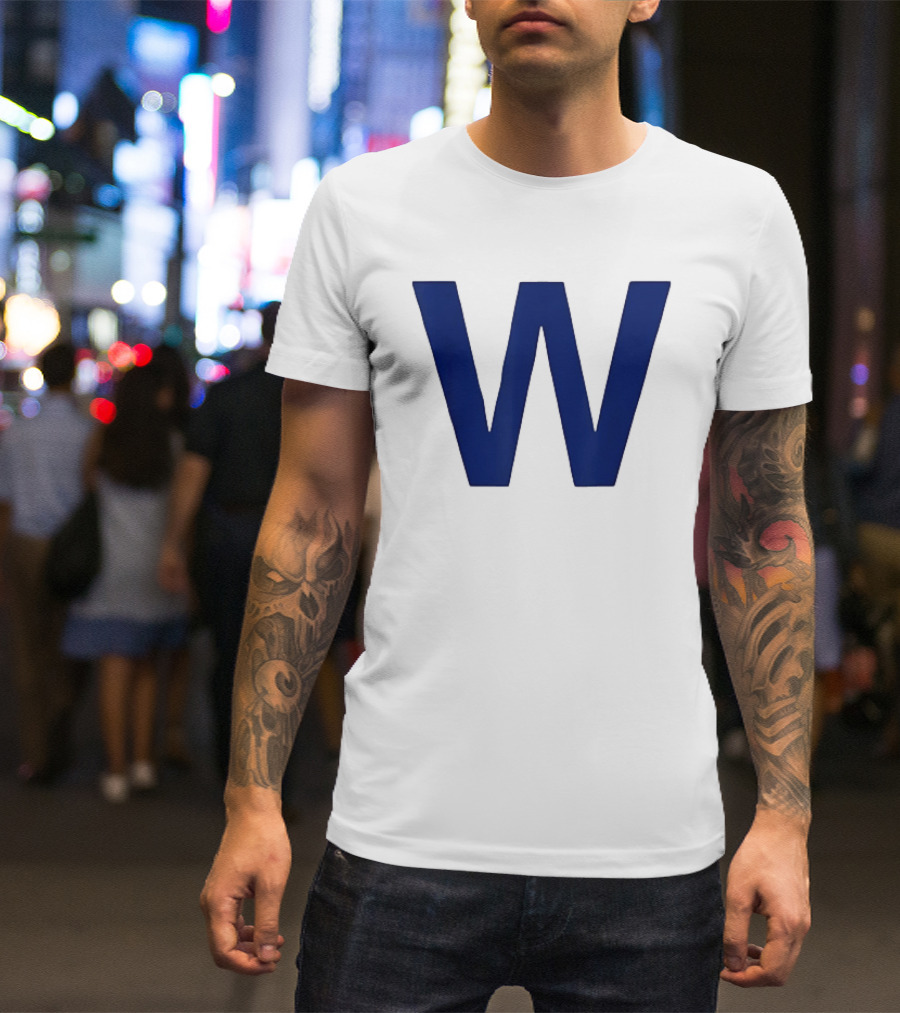 Chicago Cubs Blue W Baseball Team Victory T-Shirt