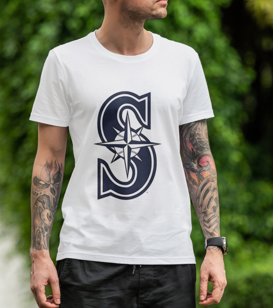 Seattle Mariners Tridents Up Compass Rose Iconography T-Shirt
