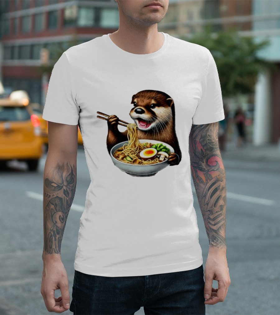Trendy Otter Enjoying Ramen Bowl Meme T-Shirt