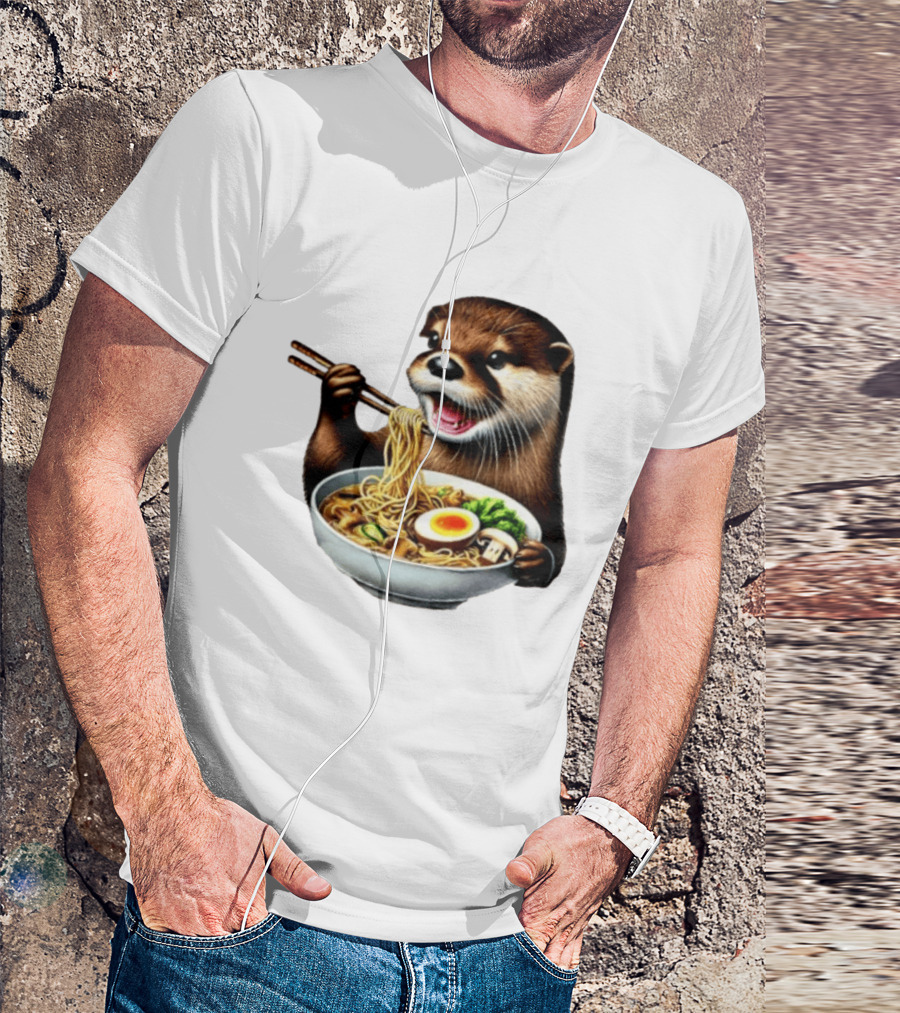 Trendy Otter Enjoying Ramen Bowl Meme T-Shirt