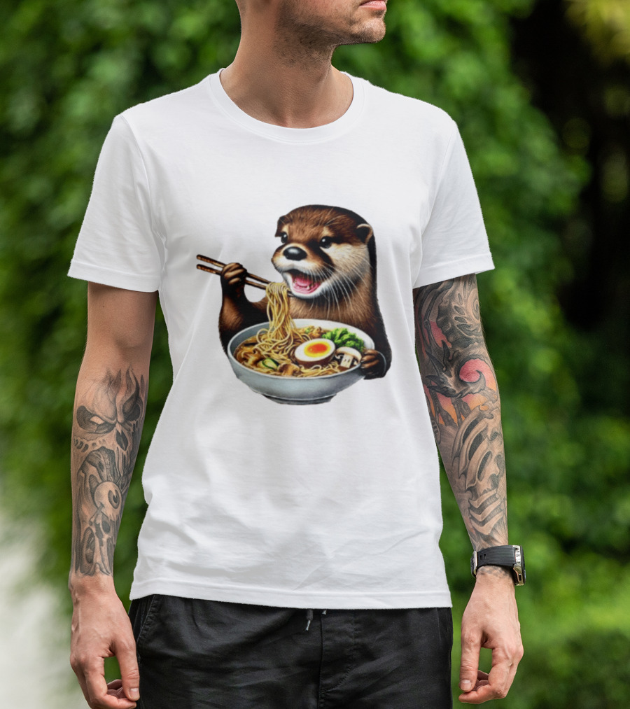 Trendy Otter Enjoying Ramen Bowl Meme T-Shirt