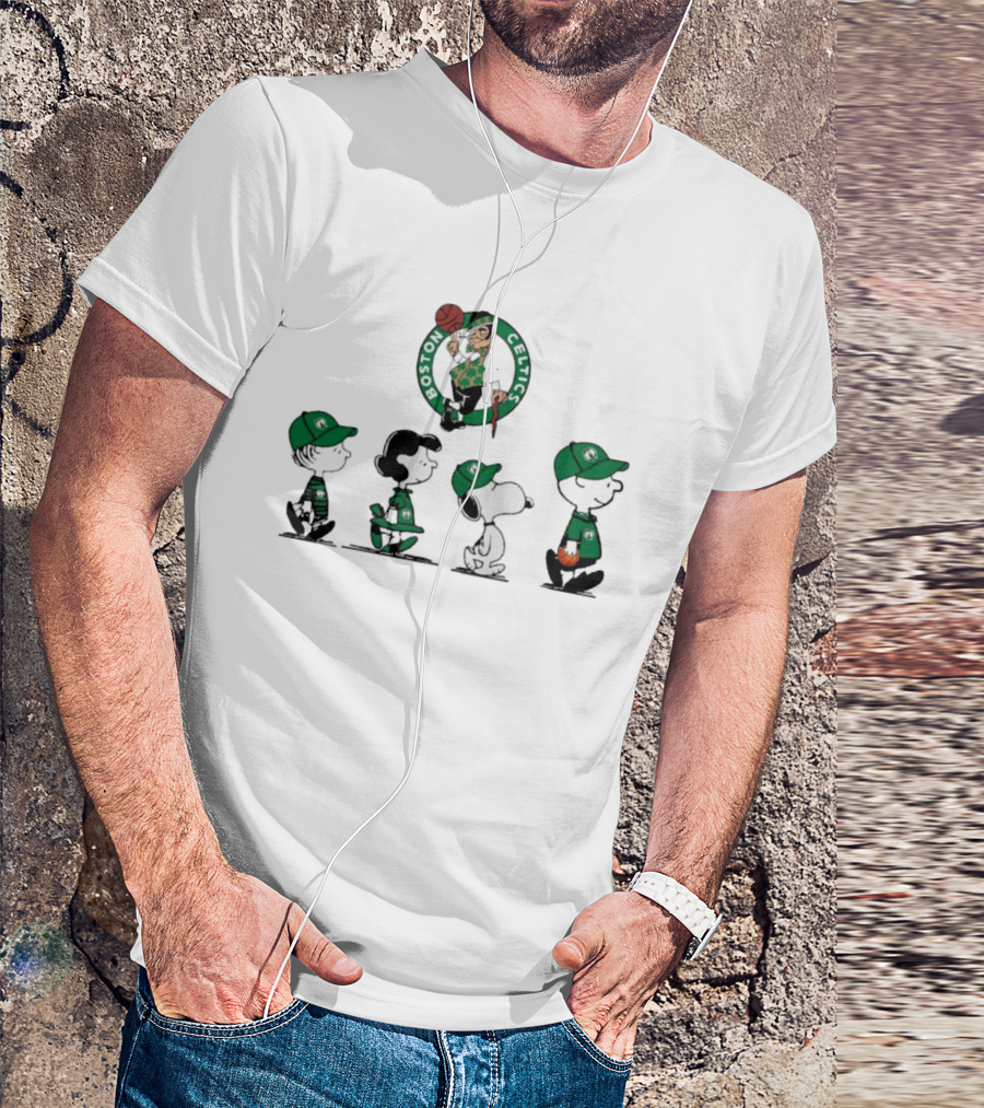 Peanuts Characters Boston Celtics Basketball Sports T-Shirt