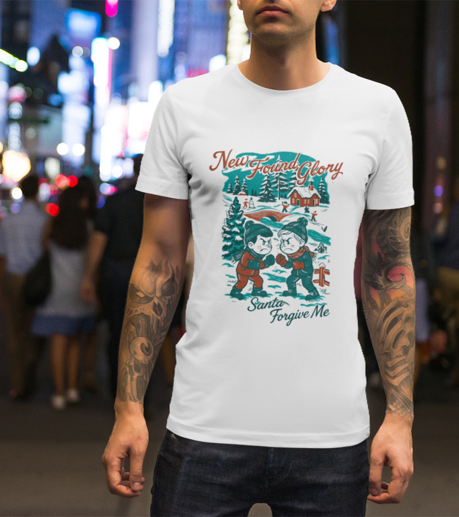 New Found Glory Santa Forgive Me Winter Scene T-Shirt