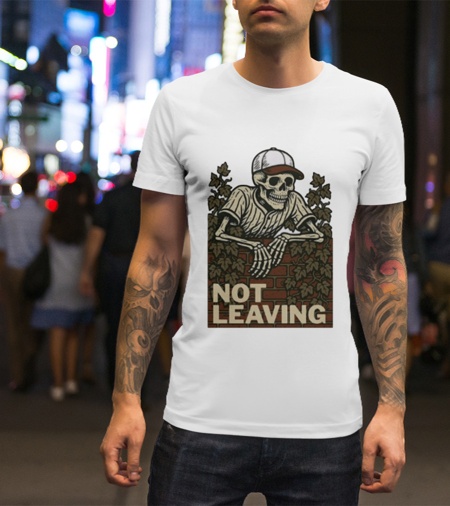 Skeleton Baseball Player Not Leaving Brick Wall Ivy Cap T-Shirt