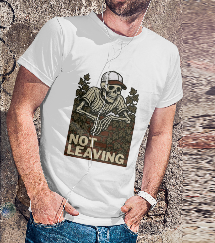 Skeleton Baseball Player Not Leaving Brick Wall Ivy Cap T-Shirt