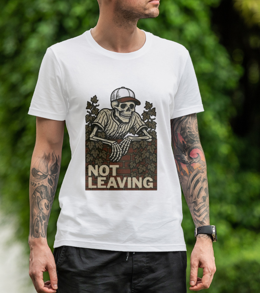 Skeleton Baseball Player Not Leaving Brick Wall Ivy Cap T-Shirt