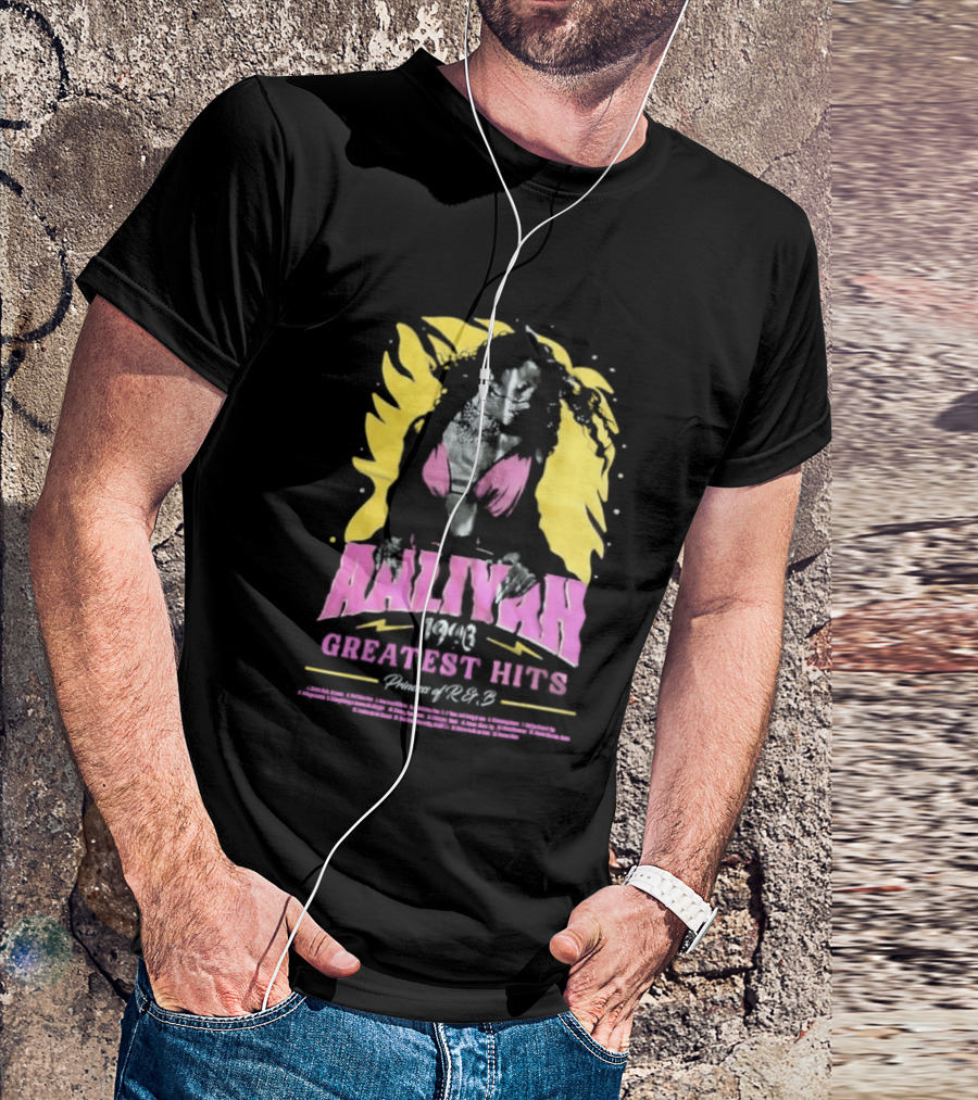 Aaliyah 1996 Greatest Hits Yellow And Pink Fashion T-Shirt