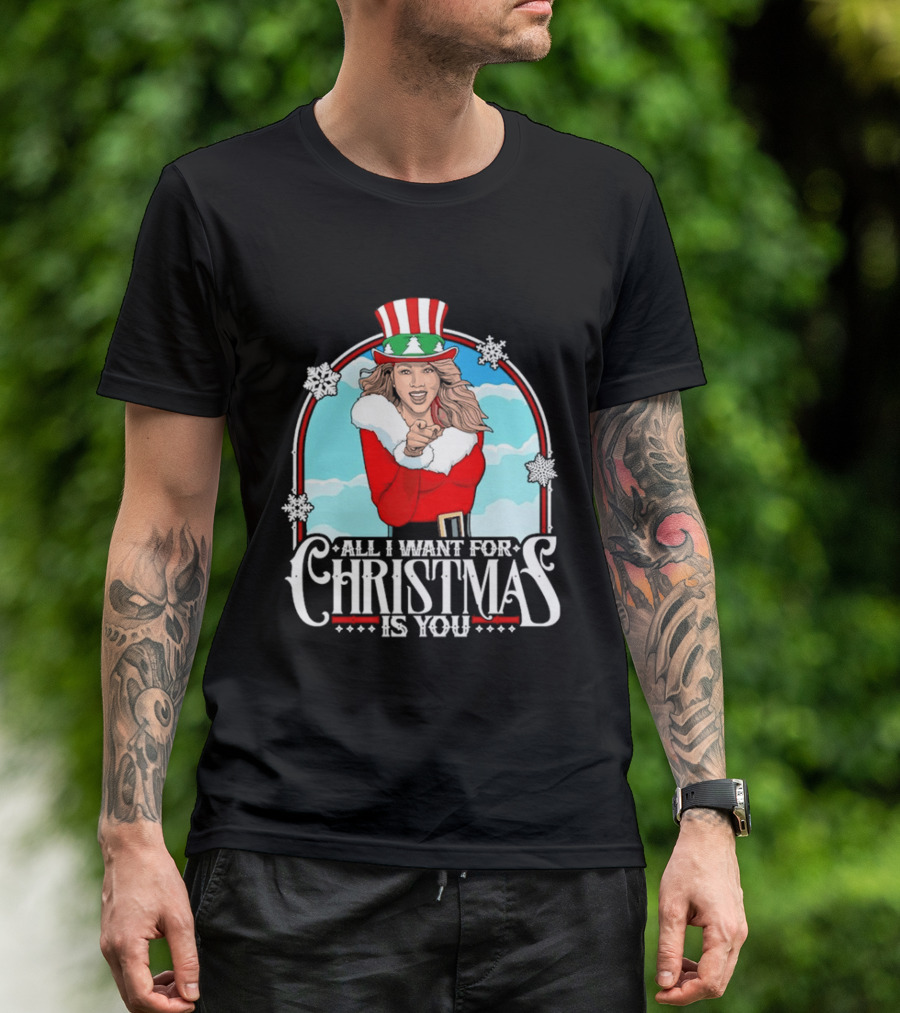 All I Want For Christmas Is You Mariah Carey Santa Christmas Music Holiday T-Shirt