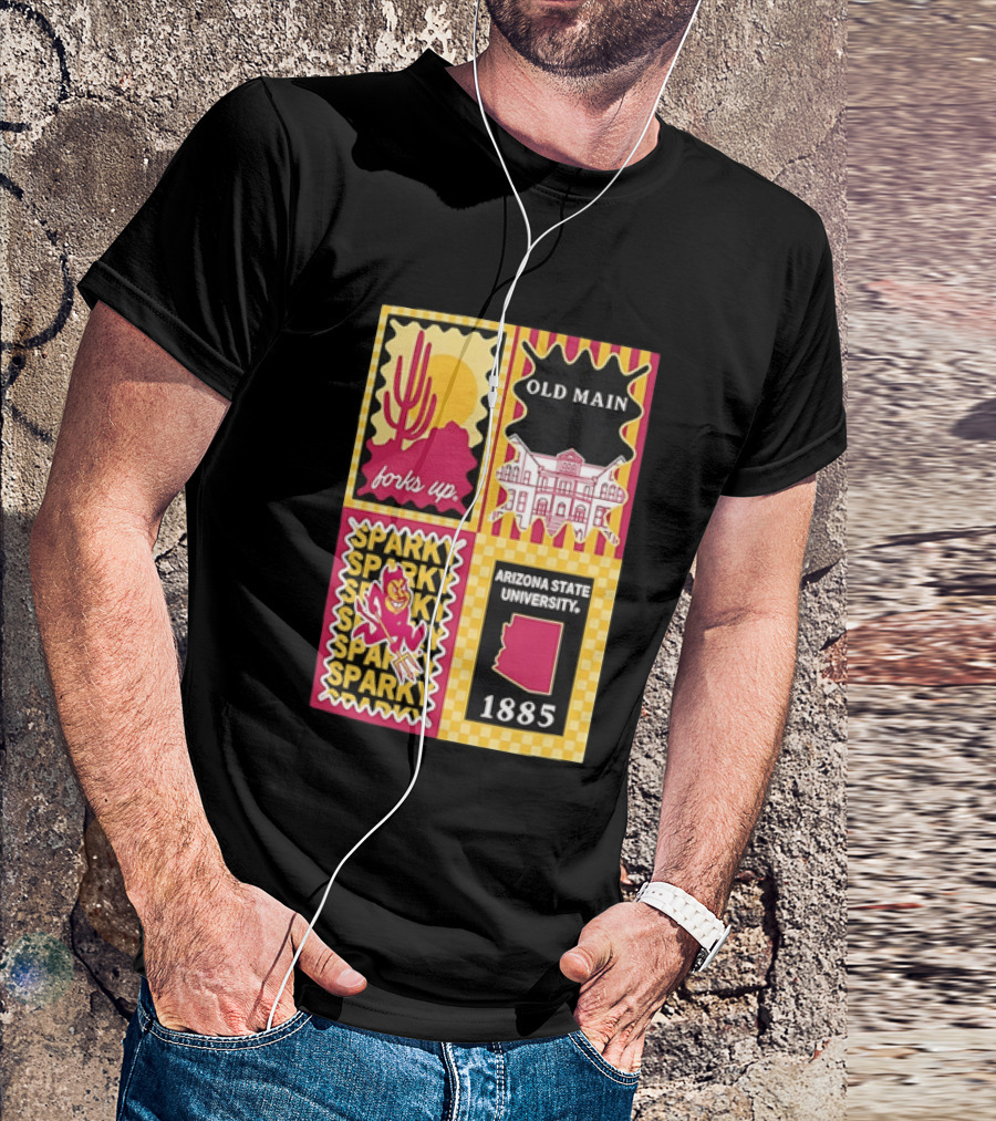 Arizona State University Forks Up Sparky Old Main 1885 T-Shirt