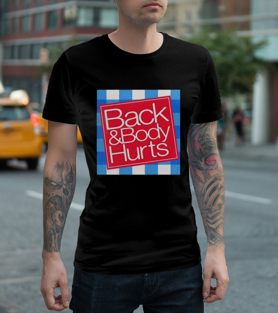 Back And Body Hurts Blue Gingham Square Red T-Shirt