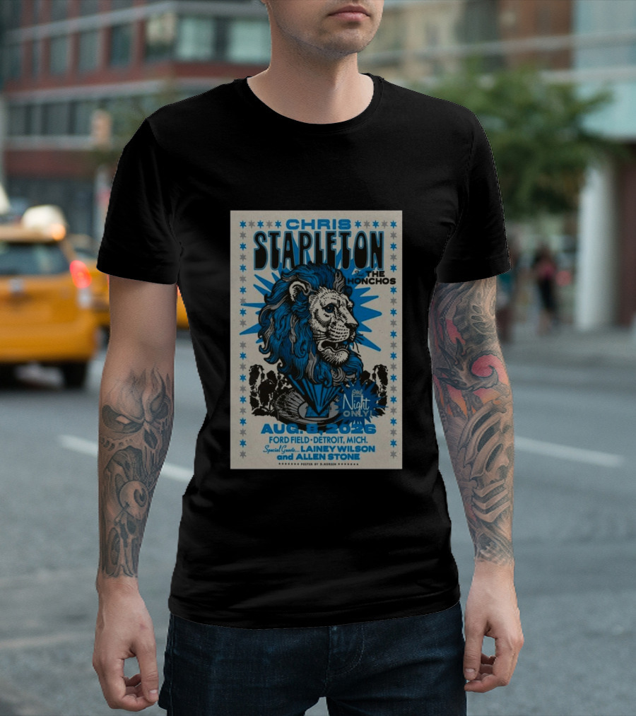 Chris Stapleton The Honchos Ford Field Detroit Aug 08 2026 Special Guests Lainey Wilson Allen Stone T-Shirt