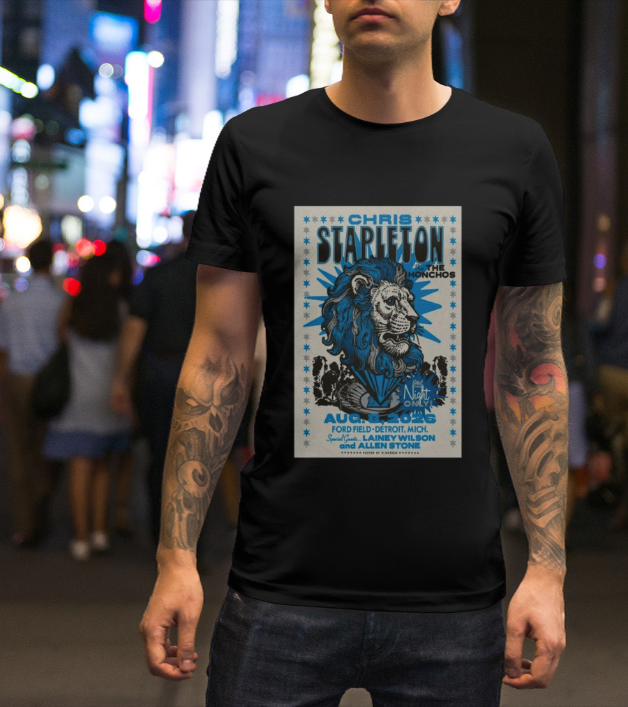 Chris Stapleton The Honchos Ford Field Detroit Aug 08 2026 Special Guests Lainey Wilson Allen Stone T-Shirt