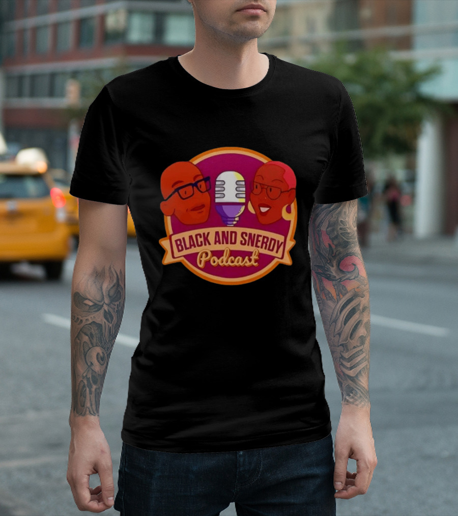Black And Snerdy Podcast Hosts Microphone T-Shirt