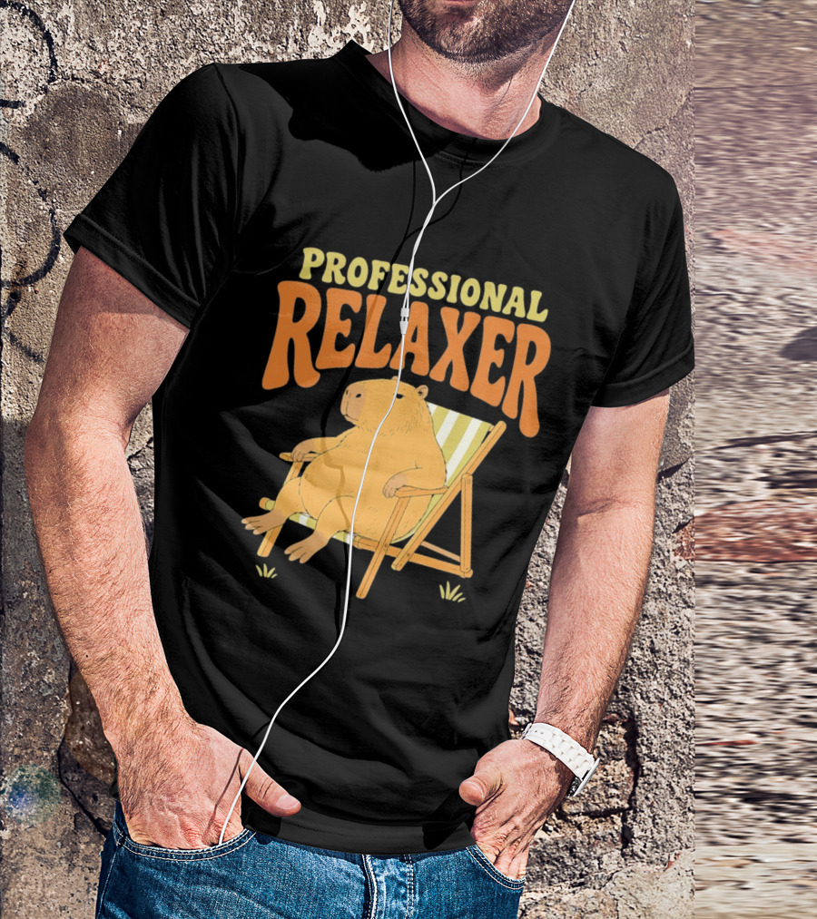 Professional Relaxer Capybara Sitting In Beach Chair T-Shirt