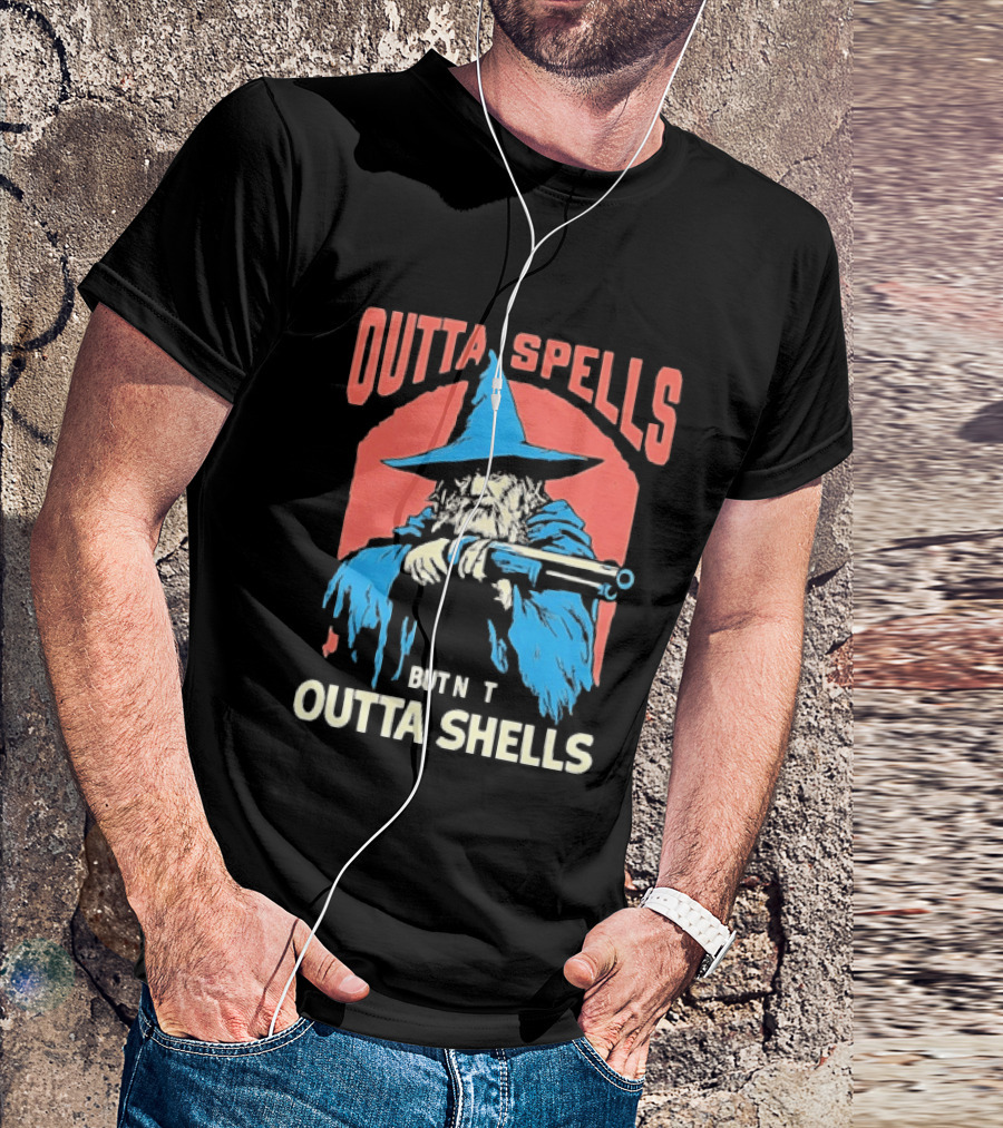 Outta Spells But Not Outta Shells Wizard Humor T-Shirt