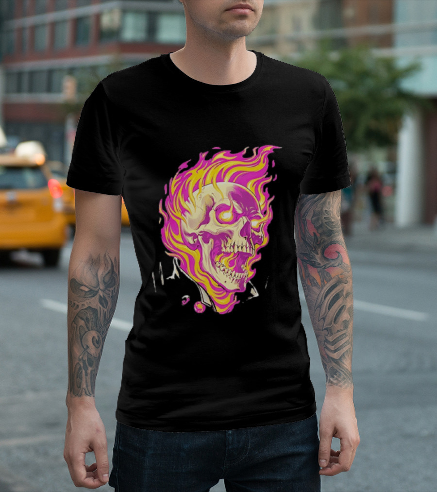 Ghost Rider Flaming Skull Marvel Fire Blaze T-Shirt