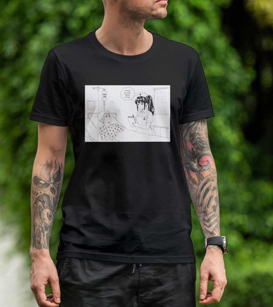 Nurse Manga Style Hospital Scene With Patient And IV Drip T-Shirt