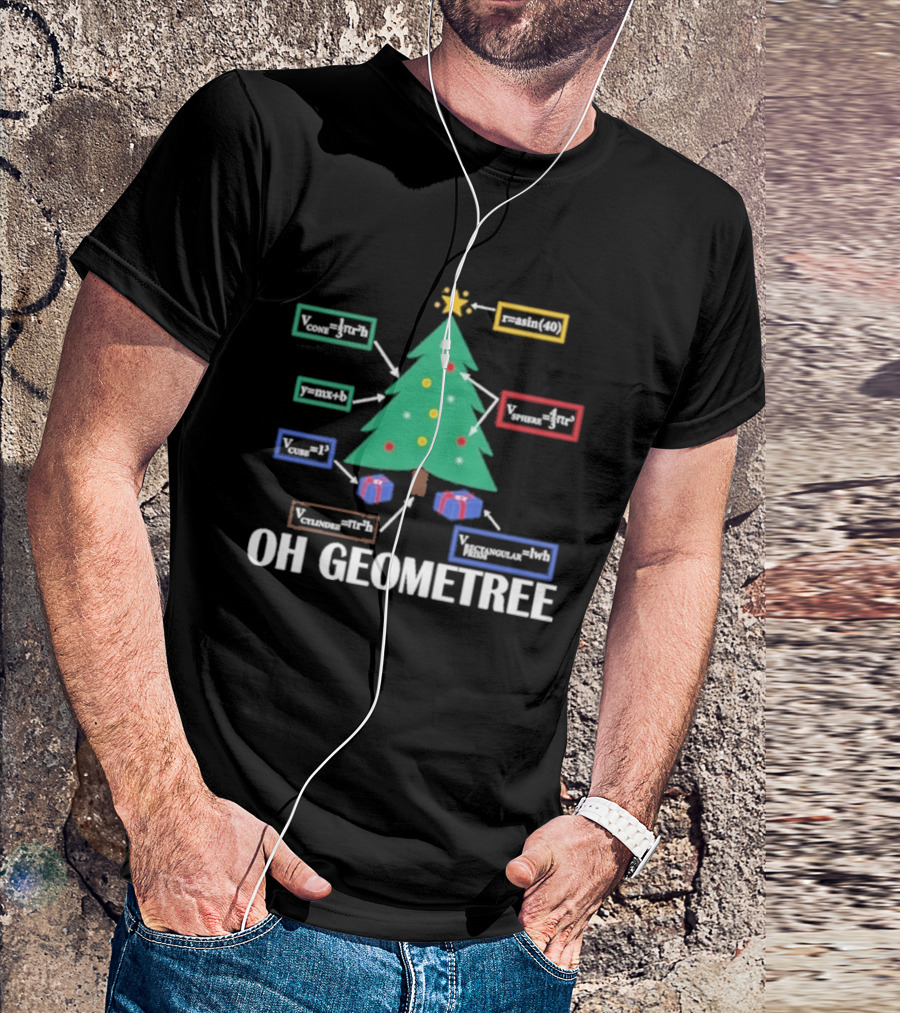 Oh Geometree Christmas Math Teacher Holiday Humor Educational T-Shirt
