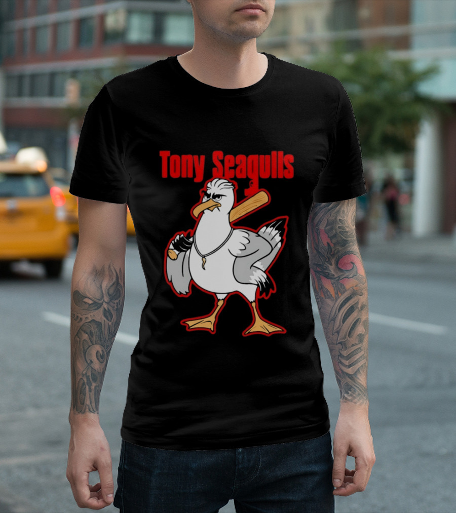 Tony Seagulls Mobster Bird Seagull Mafia T-Shirt
