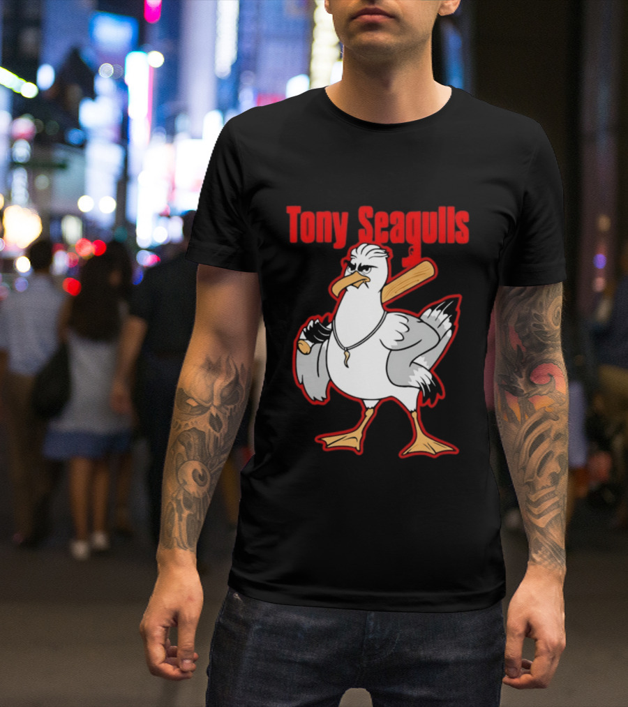 Tony Seagulls Mobster Bird Seagull Mafia T-Shirt