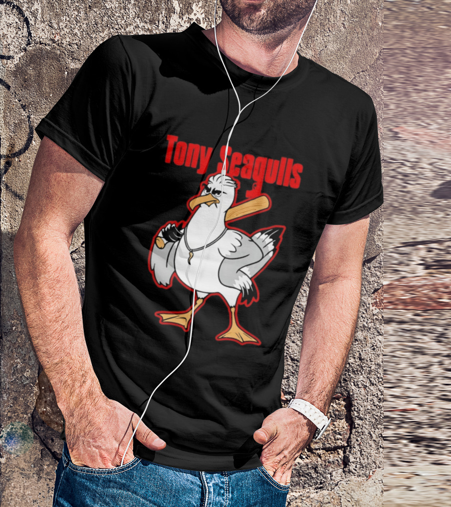 Tony Seagulls Mobster Bird Seagull Mafia T-Shirt