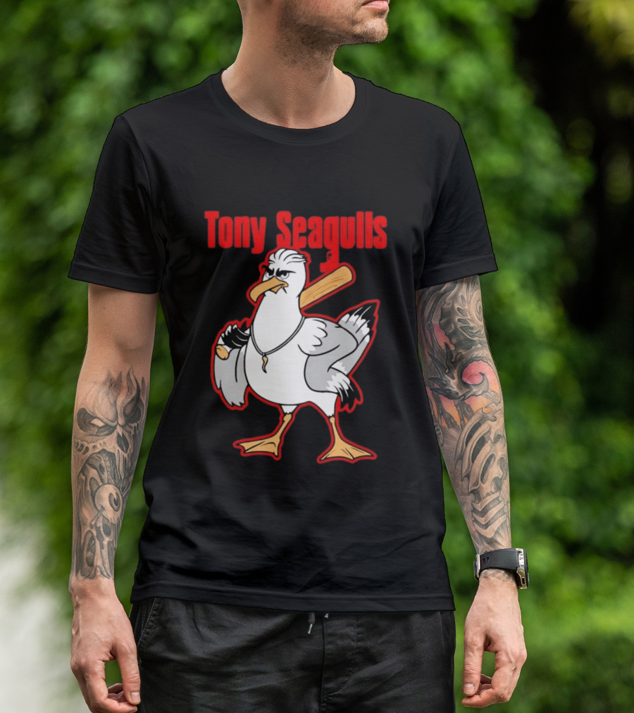 Tony Seagulls Mobster Bird Seagull Mafia T-Shirt