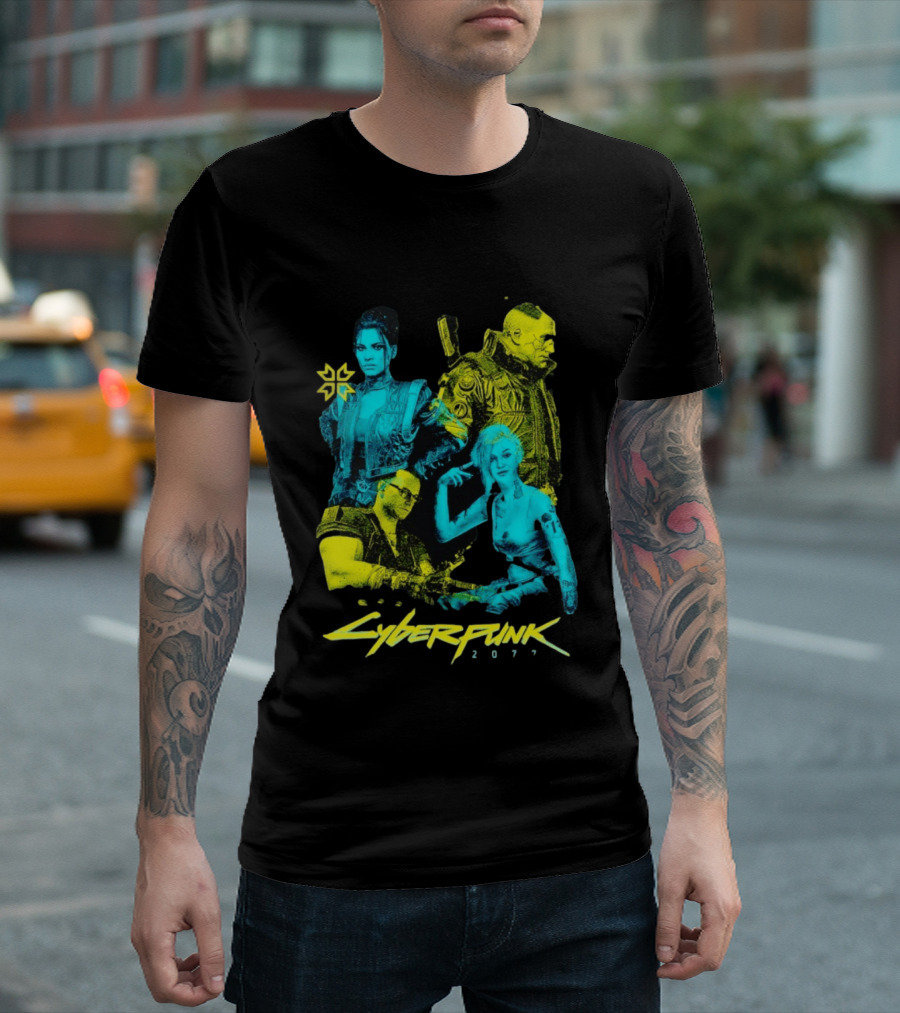 Cyberpunk 2077 Characters And Logo Video Game Merchandise T-Shirt