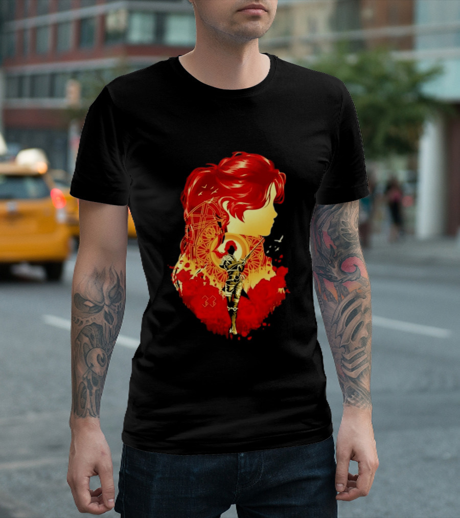 Paintress Expeditioner Red Haired Warrior Emblem 33 Discovery T-Shirt