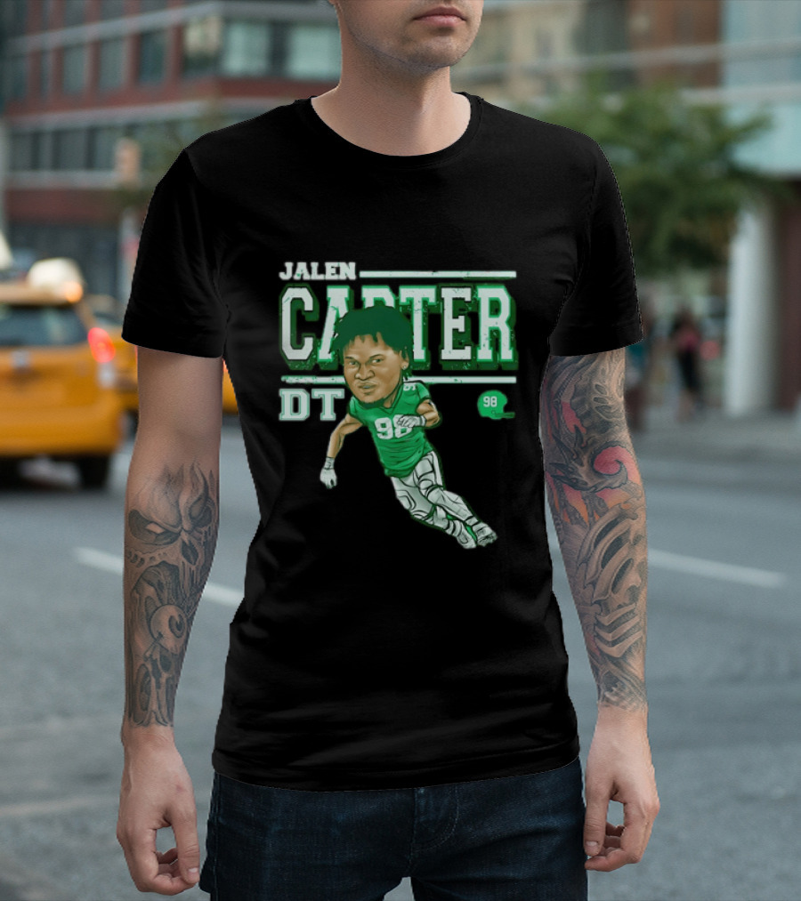 Jalen Carter Philadelphia Eagles DT 98 Caricature Football Player T-Shirt