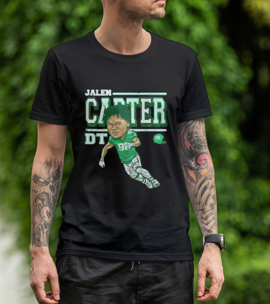 Jalen Carter Philadelphia Eagles DT 98 Caricature Football Player T-Shirt
