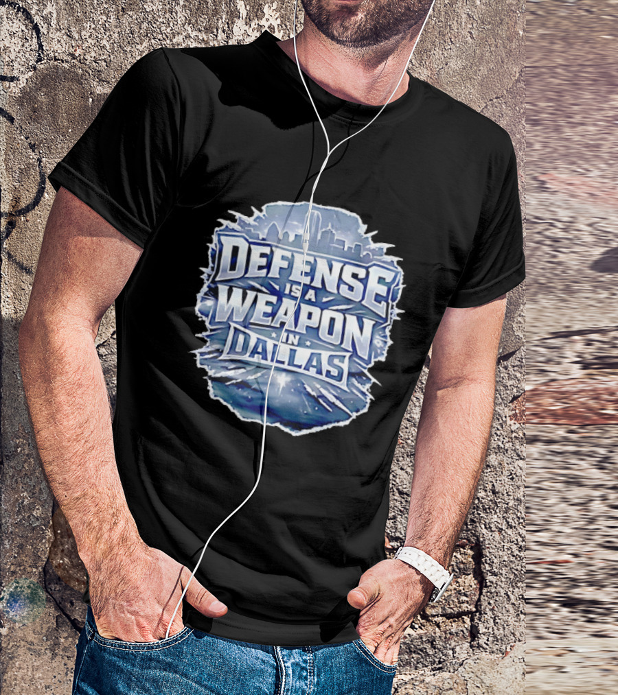 Defense Is A Weapon Dallas Football Skyline T-Shirt