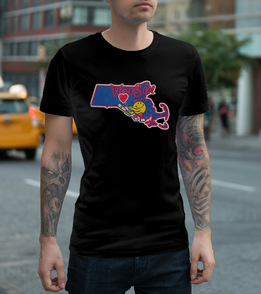 WooSox Massachusetts Heart Baseball Distressed T-Shirt