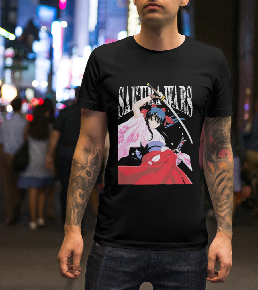 Sakura Wars Distressed Anime Samurai Girl With Katana T-Shirt